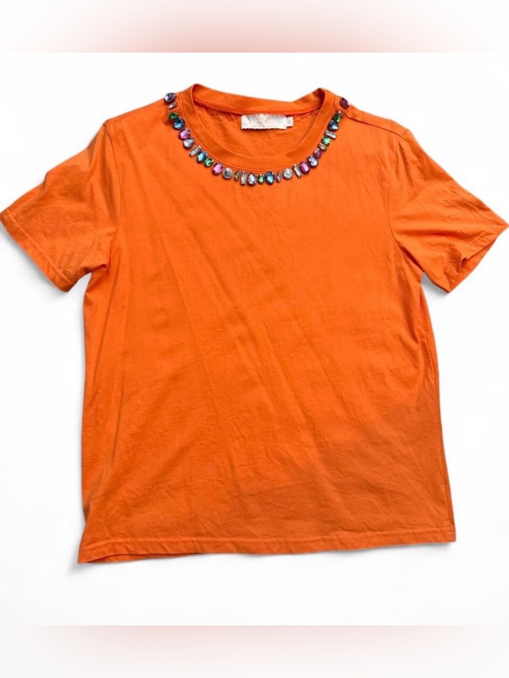 Embellished Orange Short Sleeve Tee